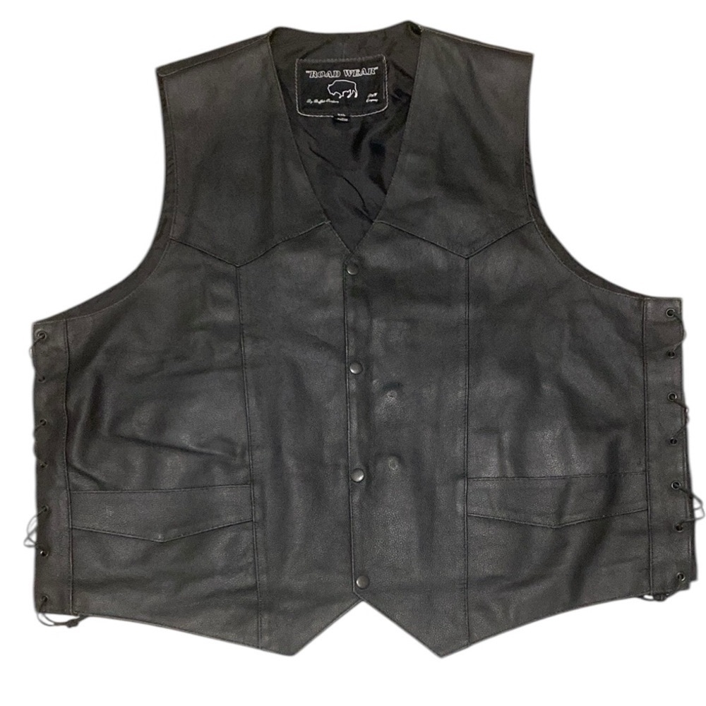 Road Wear by Buffalo Outdoors Cowboy Motorcycle Black Leather Vest 5XL